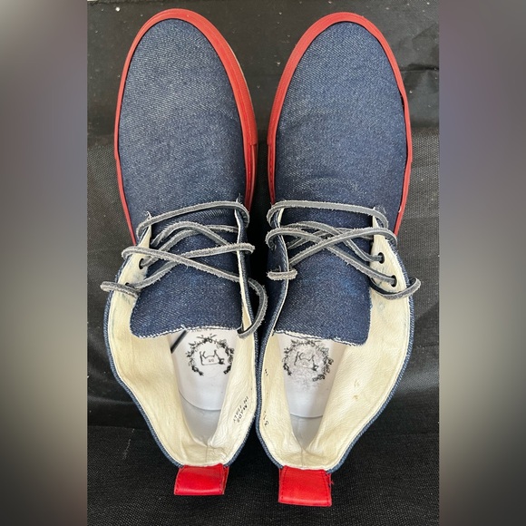 Del Toro Red Leather & Blue Denim chukka boots - Picture 4 of 6